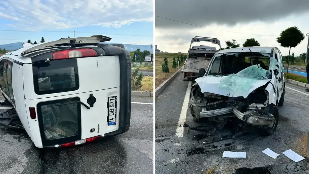 Bolu'da Devrilen Araçta Sürücü İtfaiye Ekipleri Tarafından Kurtarıldı