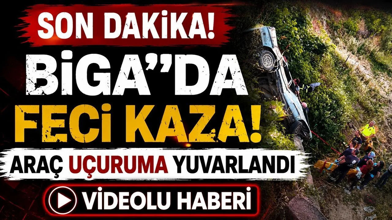 Biga’da Feci Kaza: Araç Uçuruma Yuvarlandı, İki Yaralı