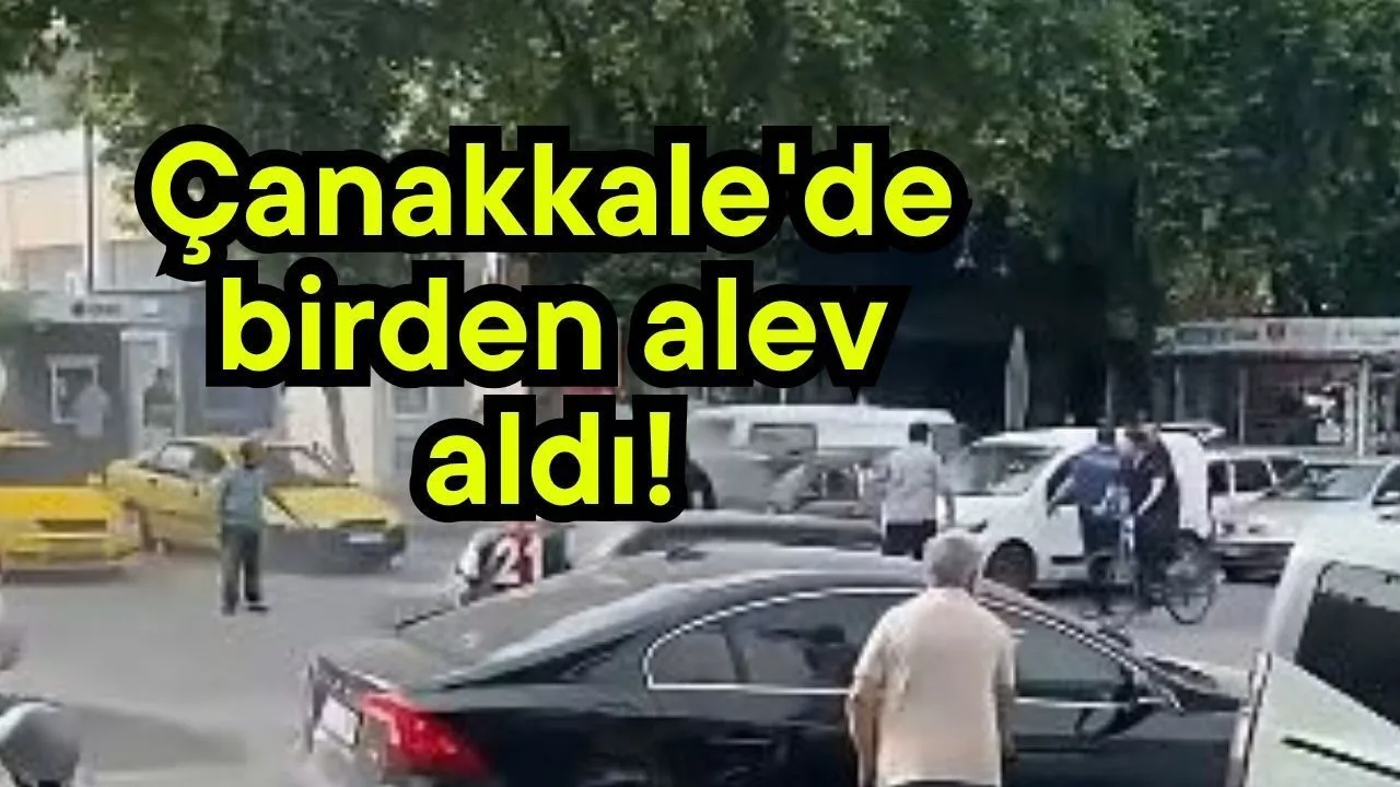 Bayramiç'te Park Halindeki Araçta Korkutan Yangın