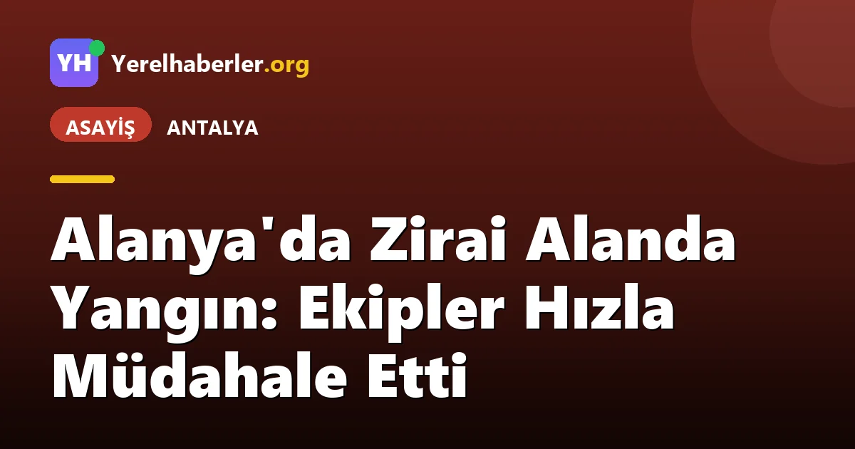 Alanya'da Zirai Alanda Yangın: Ekipler Hızla Müdahale Etti