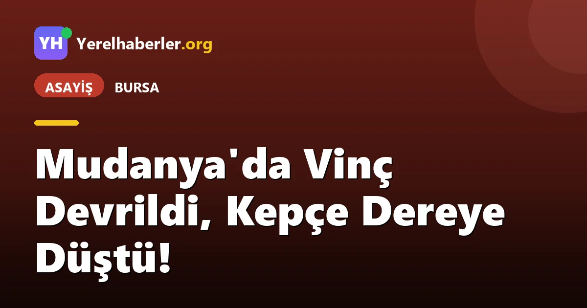 Mudanya'da Vinç Devrildi, Kepçe Dereye Düştü!