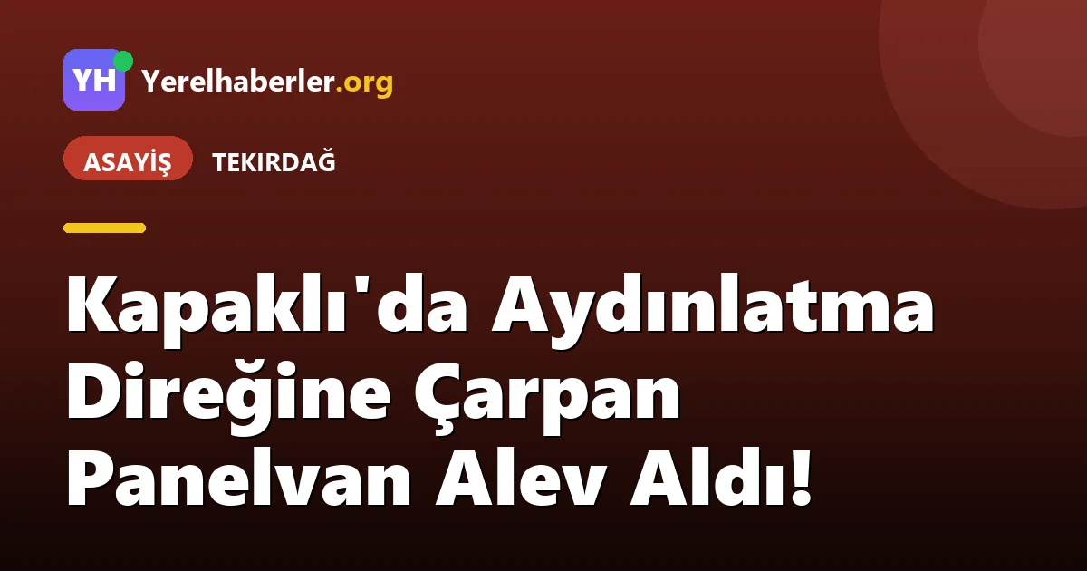 Kapaklı'da Aydınlatma Direğine Çarpan Panelvan Alev Aldı!
