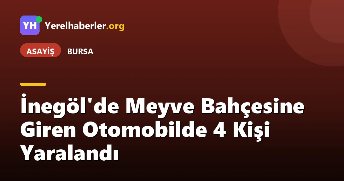 İnegöl'de Meyve Bahçesine Giren Otomobilde 4 Kişi Yaralandı