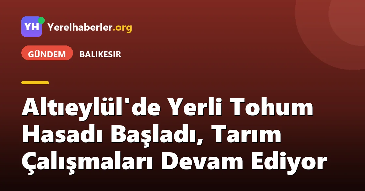 Altıeylül'de Yerli Tohum Hasadı Başladı, Tarım Çalışmaları Devam Ediyor