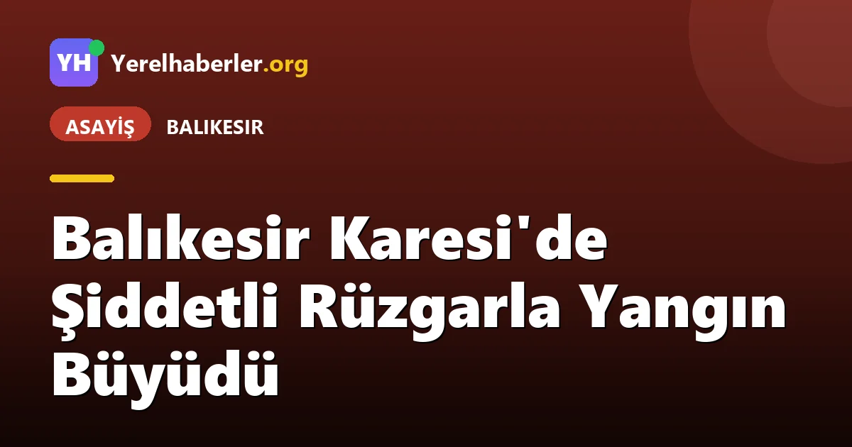 Balıkesir Karesi'de Şiddetli Rüzgarla Yangın Büyüdü