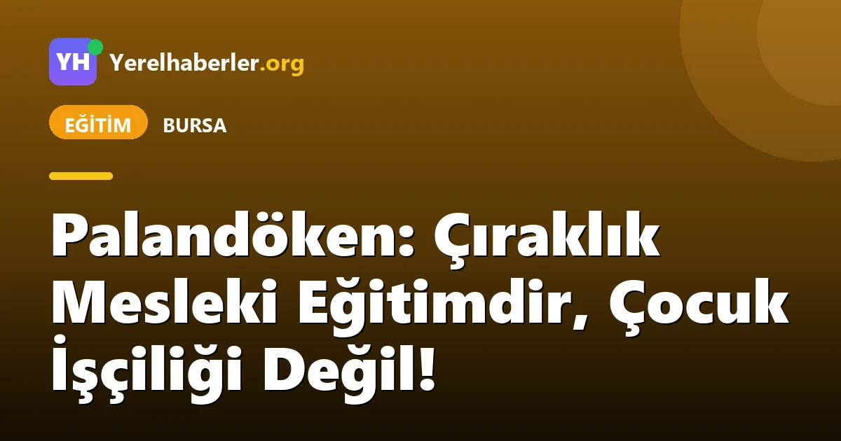 Palandöken: Çıraklık Mesleki Eğitimdir, Çocuk İşçiliği Değil!