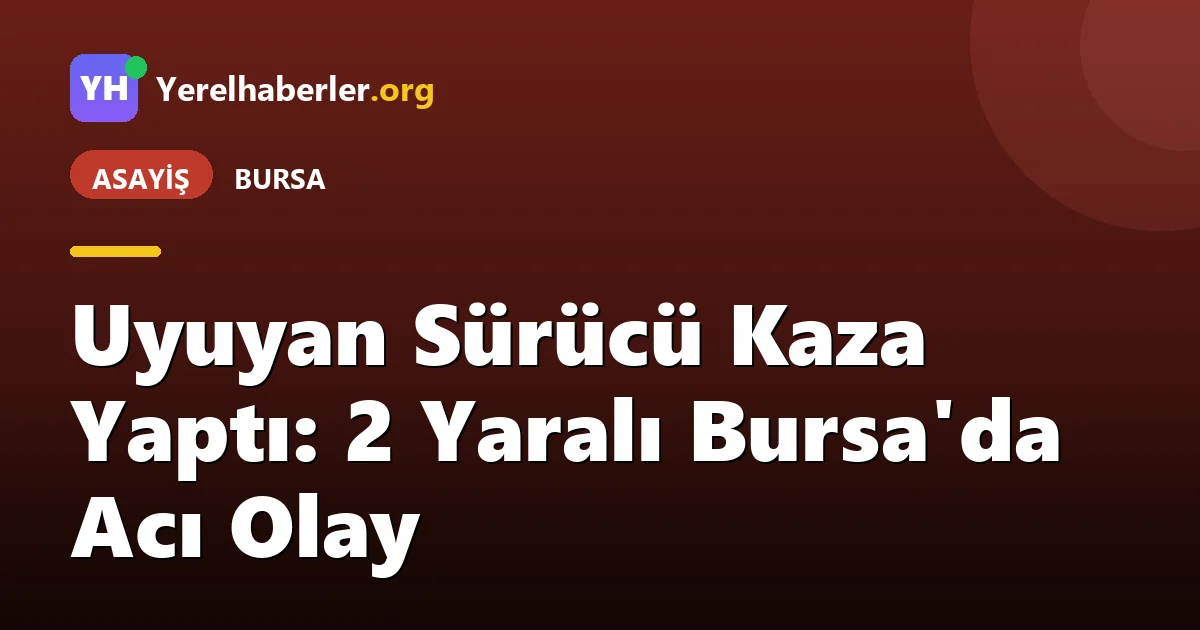 Uyuyan Sürücü Kaza Yaptı: 2 Yaralı Bursa'da Acı Olay