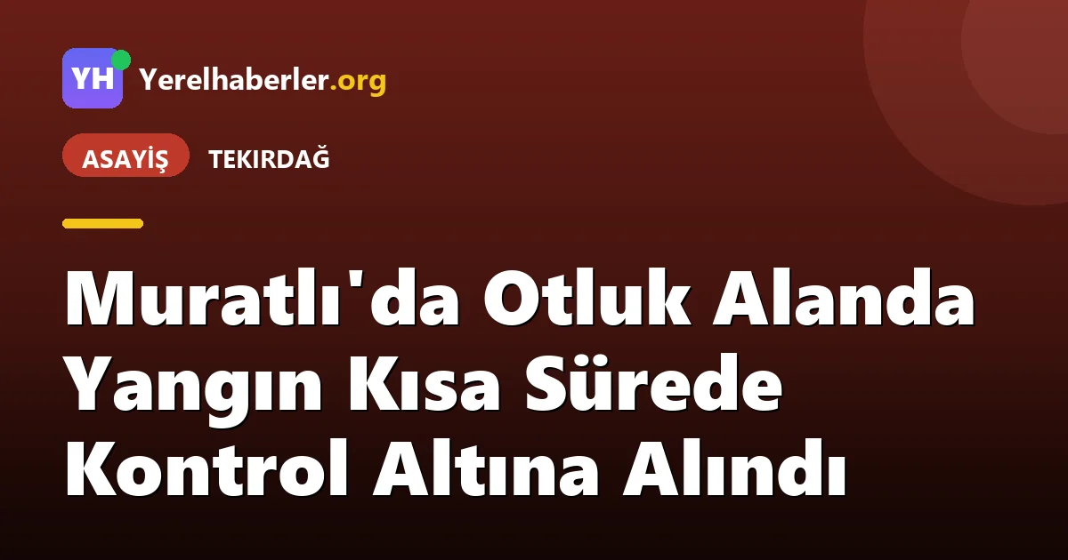 Muratlı'da Otluk Alanda Yangın Kısa Sürede Kontrol Altına Alındı