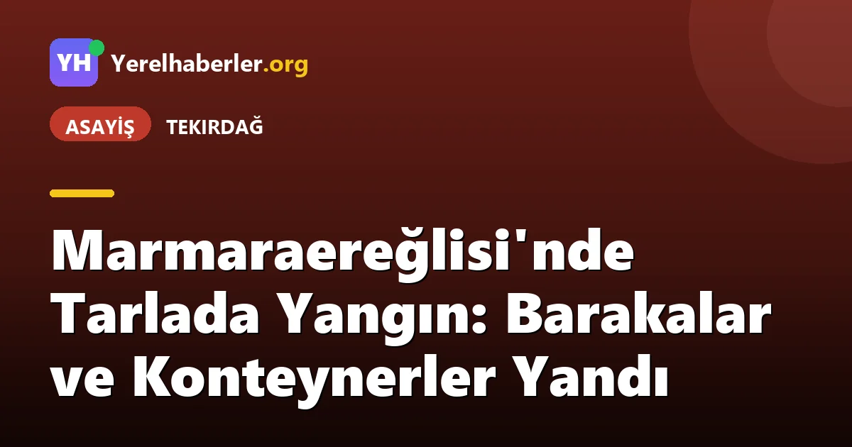 Marmaraereğlisi'nde Tarlada Yangın: Barakalar ve Konteynerler Yandı