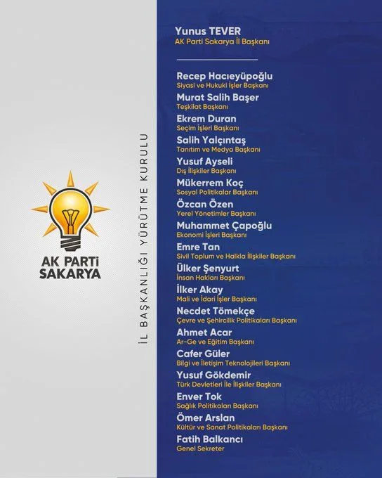 AK Parti Sakarya İl Başkanlığı'nda Yeni Dönem Başlıyor!